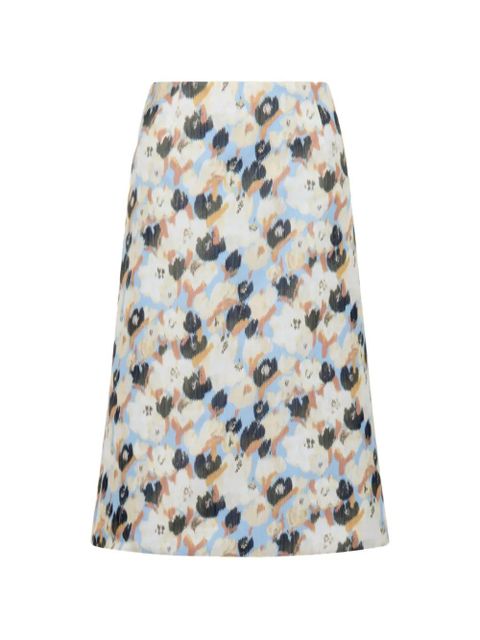 Marni Secret Bouquet floral print A-line skirt - White