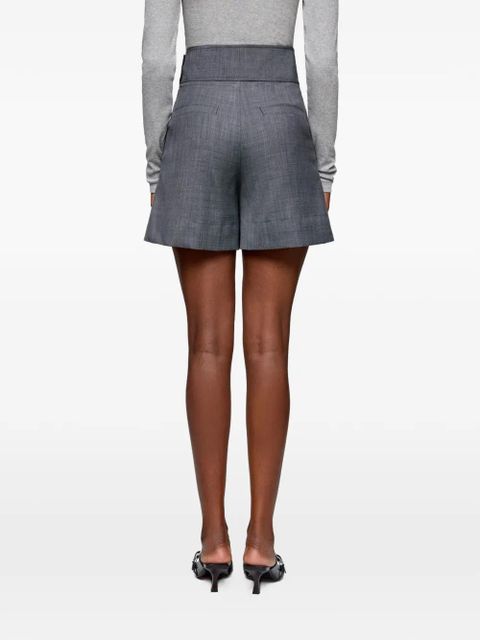 GANNI mélange-effect high-waisted shorts - Grey