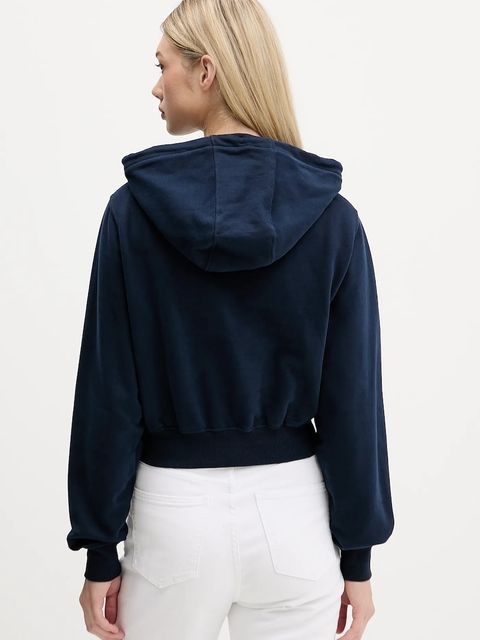 Tommy Jeans bluza bawełniana damska kolor granatowy z kapturem z nadrukiem DW0DW22170