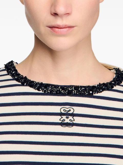 SANDRO striped-pattern top - Neutrals
