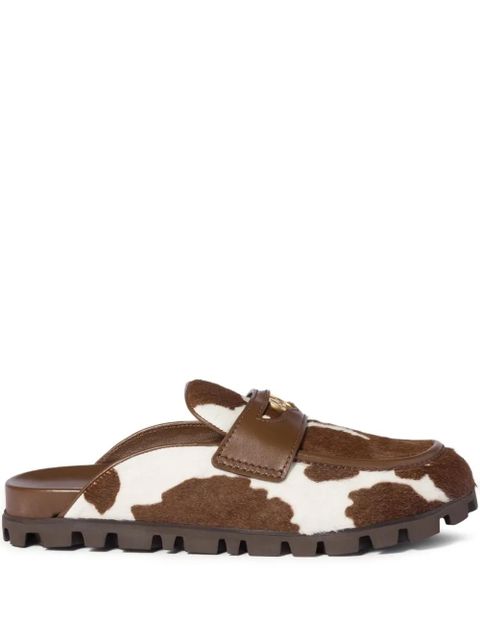 Miu Miu band logo-coin calf hair mules - Brown - zdjęcie produktu nr 1