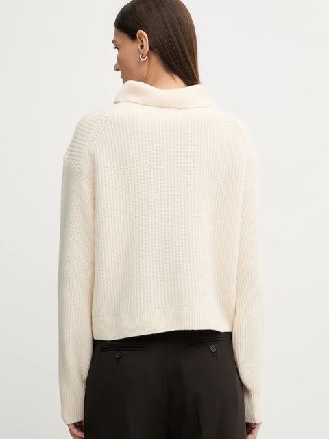 Marc O'Polo kardigan z dodatkiem wełny damski kolor beżowy ciepły 600609061081