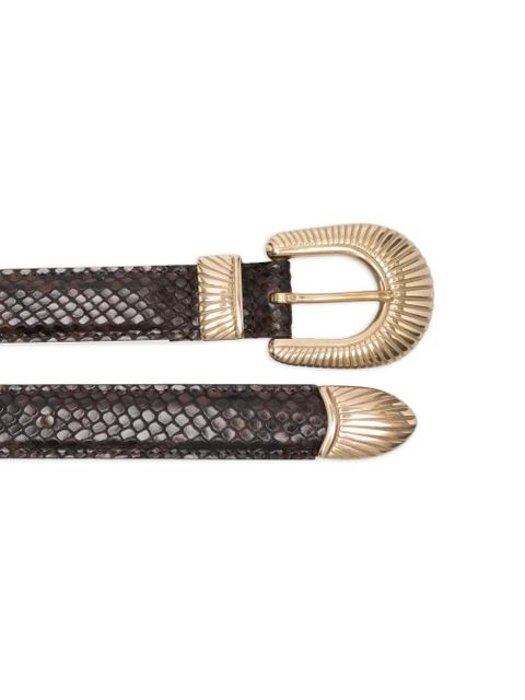 SANDRO python-skin buckled belt - Brown