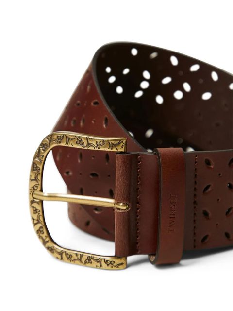 TWINSET lasered leather belt - Brown - zdjęcie produktu nr 2