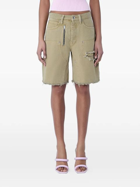 Alexander Wang zip-detail distressed-frayed mid-rise carpenter cotton shorts - Neutrals - zdjęcie produktu nr 1