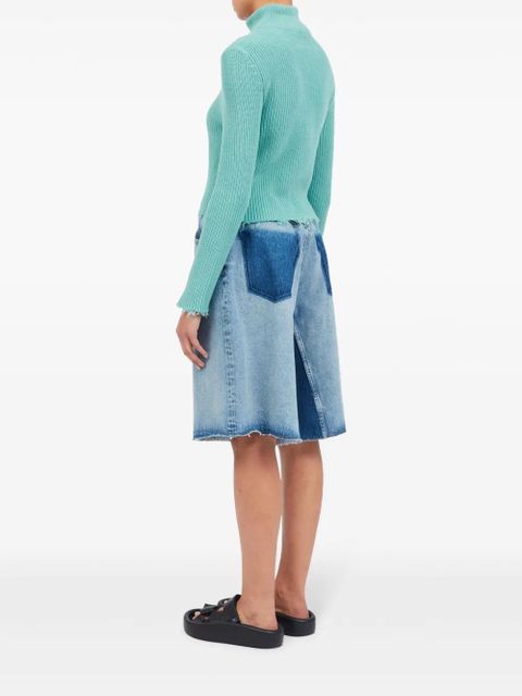 MM6 Maison Margiela raw-cut cropped cardigan - Blue