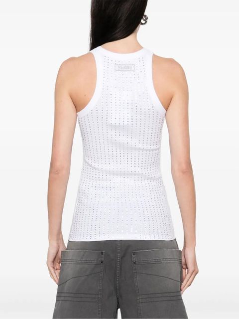 The Attico rhinestone-embellished tank top - White