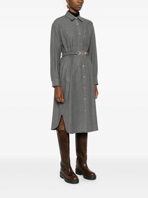Moncler logo-patch shirt dress - Grey
