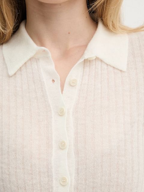 BOSS Orange polo wełniane damski kolor beżowy 50543977