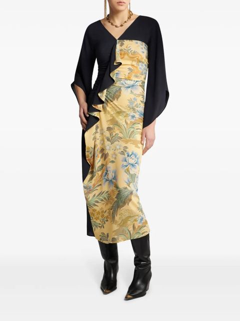 ETRO floral-print ruffle-detail dress - Black - zdjęcie produktu nr 2