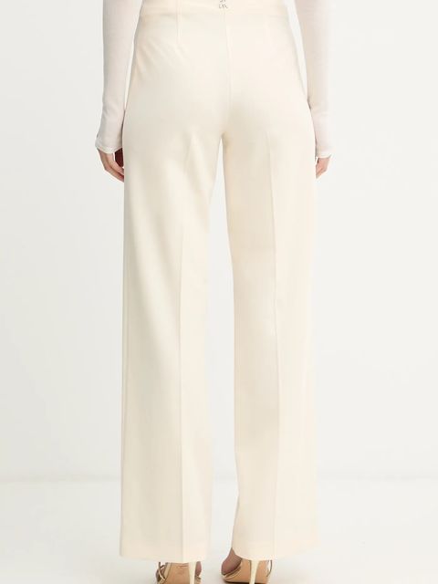 Patrizia Pepe spodnie damskie kolor beżowy szerokie high waist 2P1725 A498