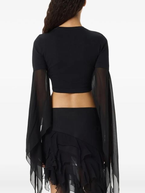 Blumarine butterfly-appliqué flared-sleeve cardigan - Black