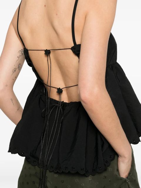 Cecilie Bahnsen Selena embroidered taffeta top - Black