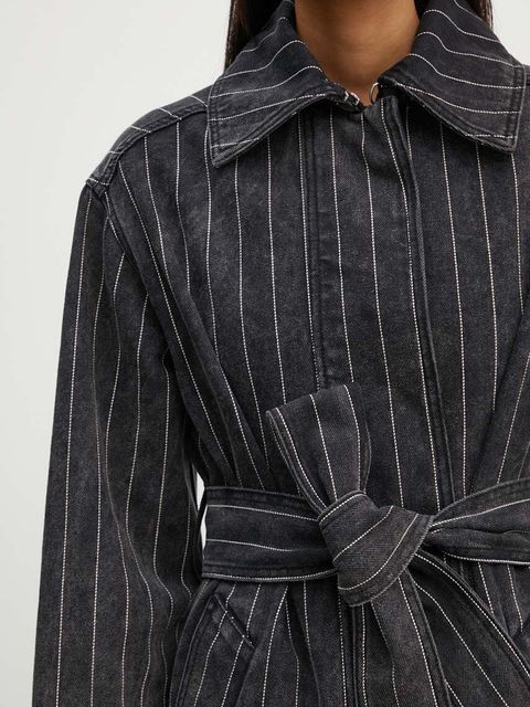 Day Birger et Mikkelsen płaszcz jeansowy Hobbes - Denim Stripes damski kolor czarny przejściowy oversize DAY65243251