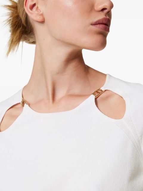 TWINSET Oval T-plaque cut-out sweater - White