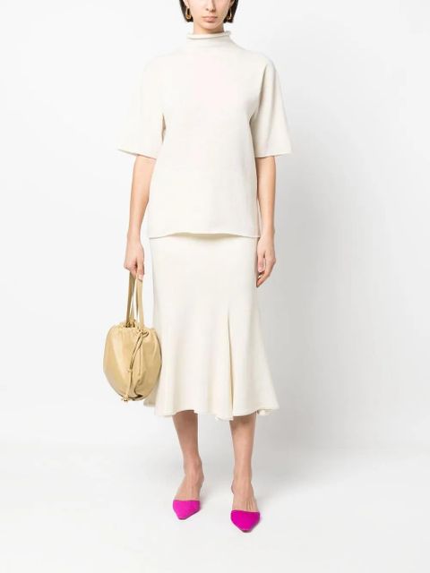 Jil Sander short-sleeved roll-neck knitted top - Neutrals - zdjęcie produktu nr 2