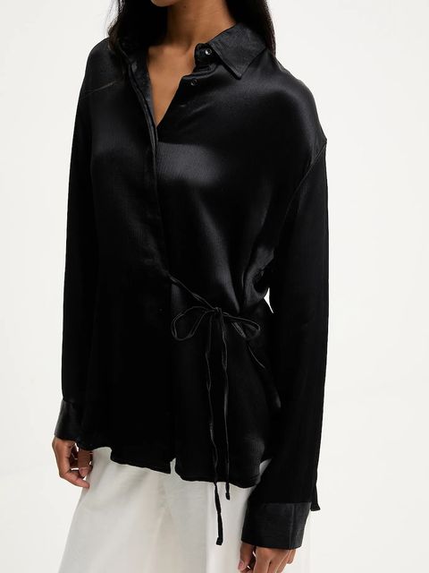 Answear.LAB koszula damska kolor czarny relaxed z kołnierzykiem klasycznym