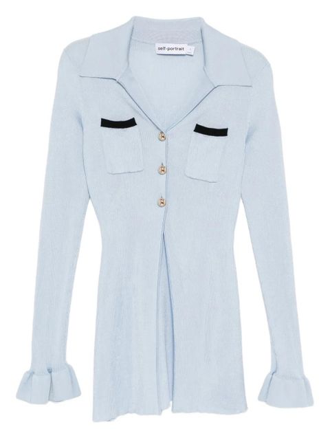 Self-Portrait ribbed knit longline top - Blue - zdjęcie produktu nr 1