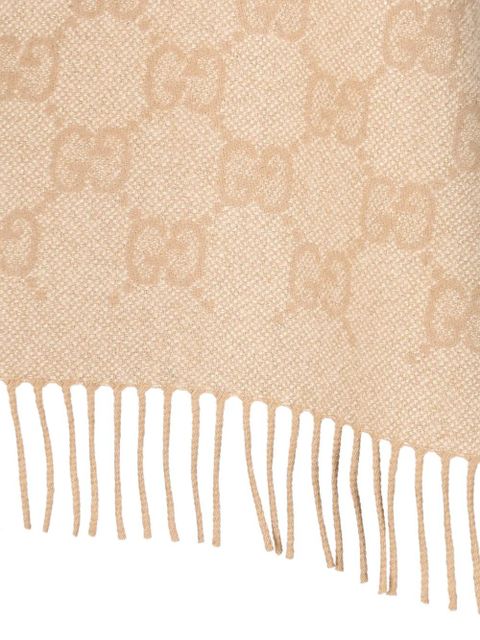 Gucci GG-patterned fringed cape - Neutrals