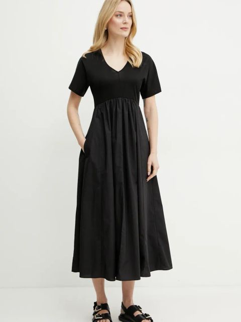 Weekend Max Mara sukienka kolor czarny midi rozkloszowana 2515621082600