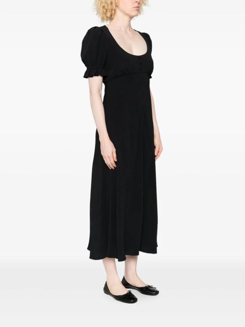 Chloé puff-sleeve button-front midi dress - Black