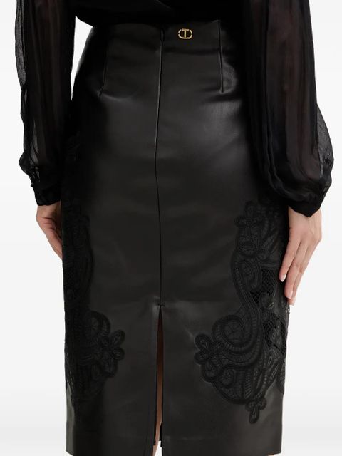 TWINSET lace panel midi skirt - Black