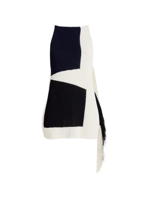 Proenza Schouler Saskia fringe-trimmed intarsia-knit top - Neutrals - zdjęcie produktu nr 1