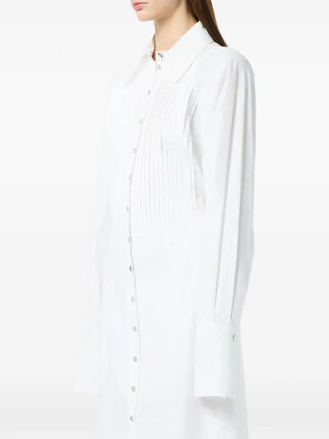 Blumarine pleated cotton poplin shirt dress - White
