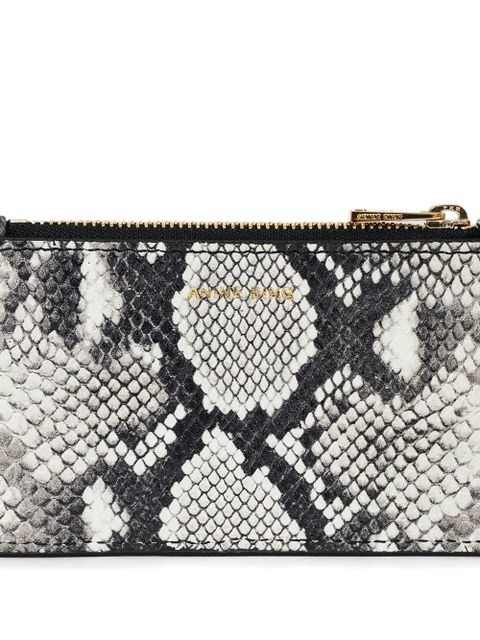 ANINE BING Lucy python zip wallet - White