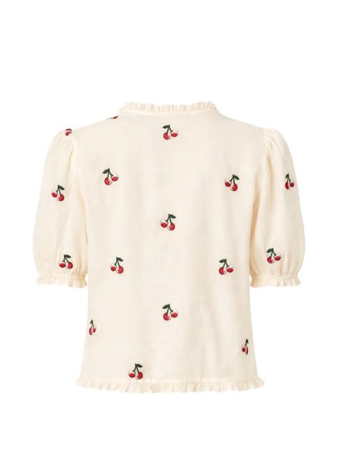 TWINSET ruffled cherry embroidery shirt - Neutrals - zdjęcie produktu nr 2