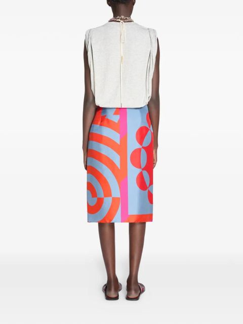 DRIES VAN NOTEN printed wrap midi skirt - Red