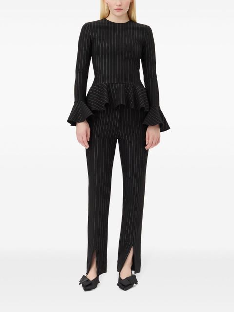 GANNI striped mid-rise trousers - Black