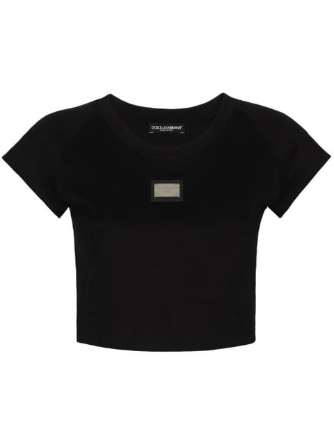 Dolce & Gabbana logo-plaque cropped T-shirt - Black - zdjęcie produktu nr 1