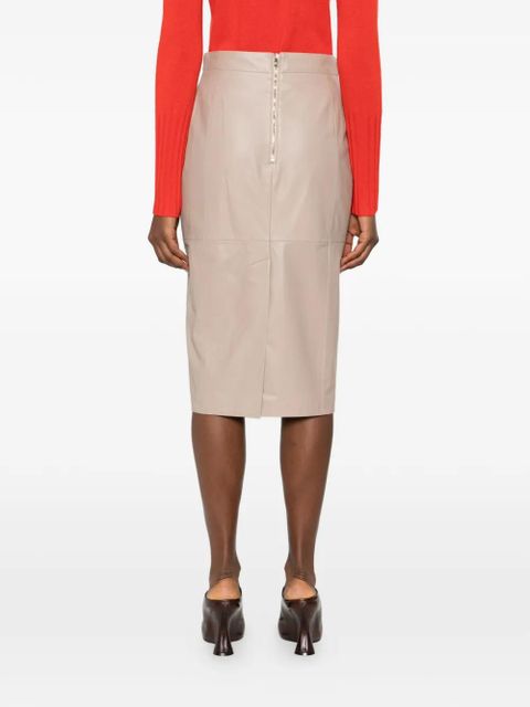 Max Mara panelled lamb leather skirt - Neutrals
