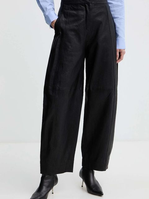 MAX&Co. spodnie skórzane damskie kolor czarny szerokie high waist 2526436013200 - zdjęcie produktu nr 1