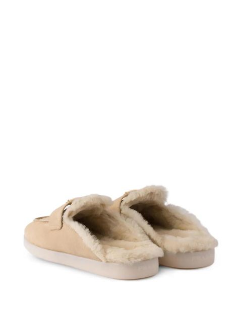 Prada suede shearling loafers - Neutrals
