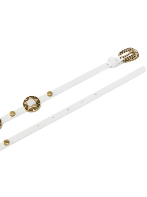 PINKO stud embellished leather belt - White