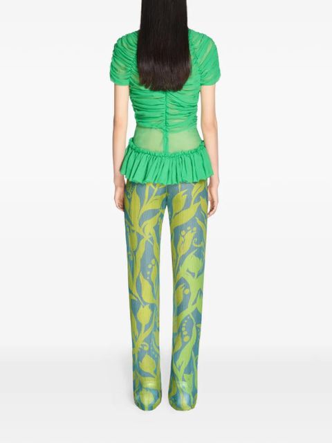 DRIES VAN NOTEN floral-print trousers - Green