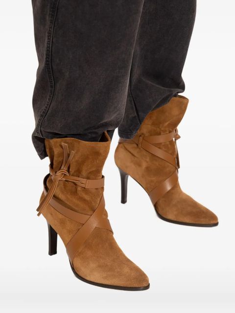ISABEL MARANT 100mm suede wrap-tie ankle boots - Brown