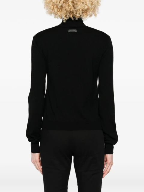 Moschino buttoned turtleneck cardigan - Black