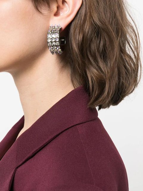 Amina Muaddi Karma crystal-embellished hoop earrings - Silver - zdjęcie produktu nr 2