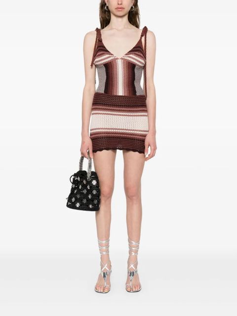 The Attico striped mini dress - Brown