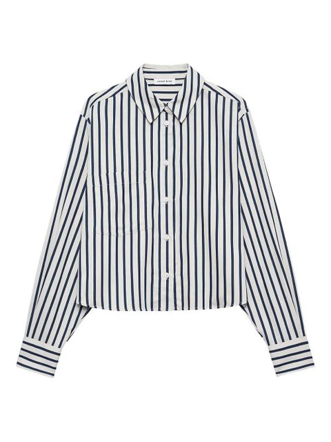ANINE BING Essie striped cropped shirt - White - zdjęcie produktu nr 1