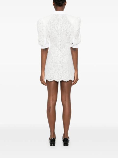 Rowen Rose puffy-sleeves polo mini dress - White