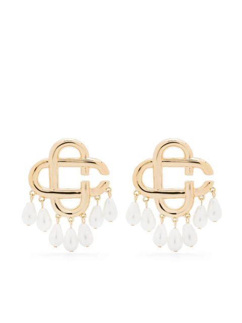 Casablanca pearl logo earrings - Gold - zdjęcie produktu nr 1