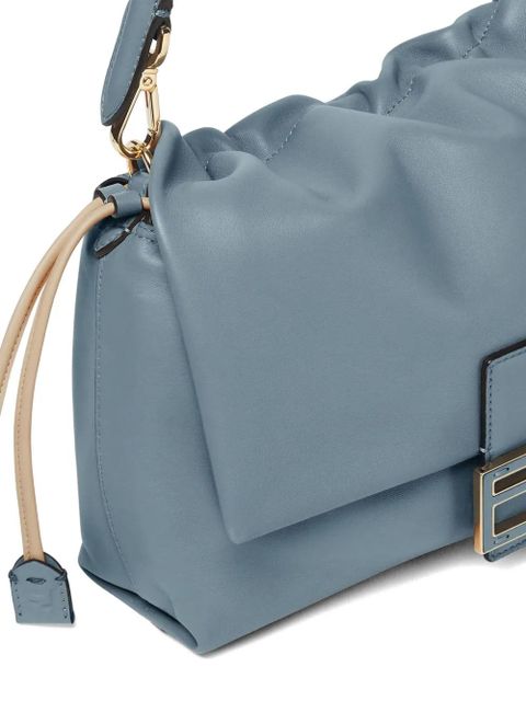 FENDI Mamma Baguette gathered-effect logo-buckle shoulder bag - Blue