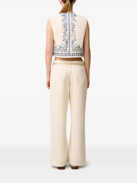 Claudie Pierlot floral-print linen waistcoat - Neutrals