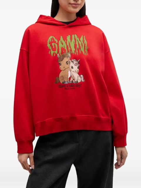 GANNI Isoli cropped hoodie - Red