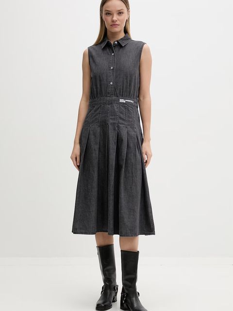 Karl Lagerfeld Jeans sukienka rozkloszowana jeansowa - zdjęcie produktu nr 1