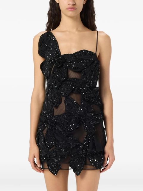 Blumarine butterfly-embroidered mini dress - Black
